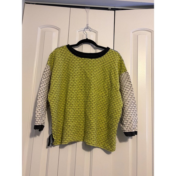 Margaret Winters Womens Textured Geometric Knit Crew Neck Sweater Top - Picture 3 of 6